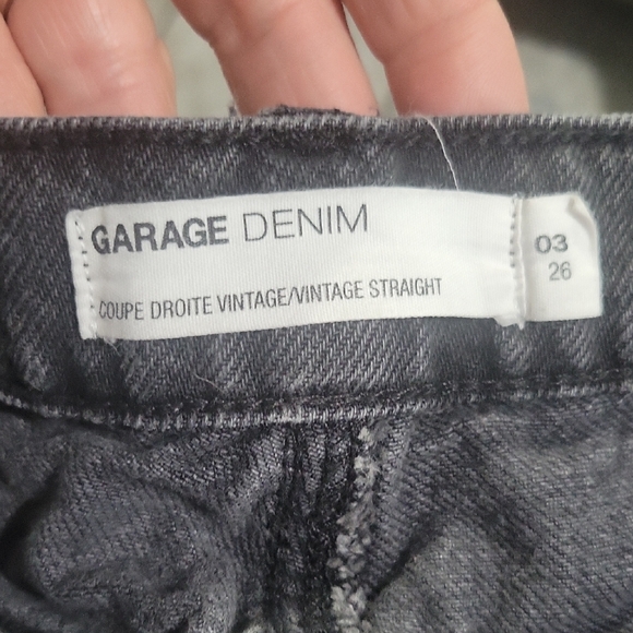 Garage Black  Distress Denim vintage Straight  Jeans Size 03 Or 26 - Picture 5 of 5